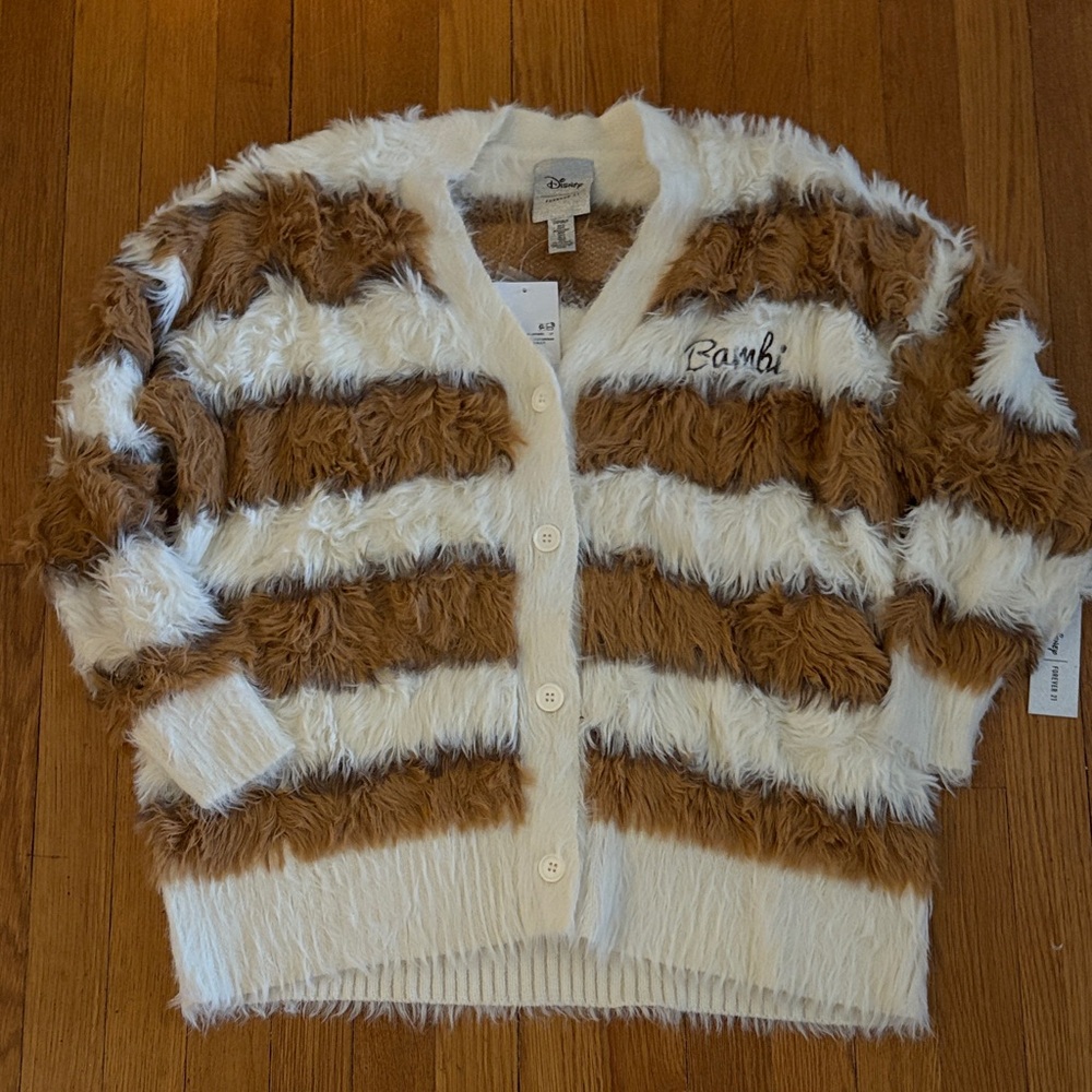 Disney x forever 21 Bambi Fuzzy cardigan size small NWT